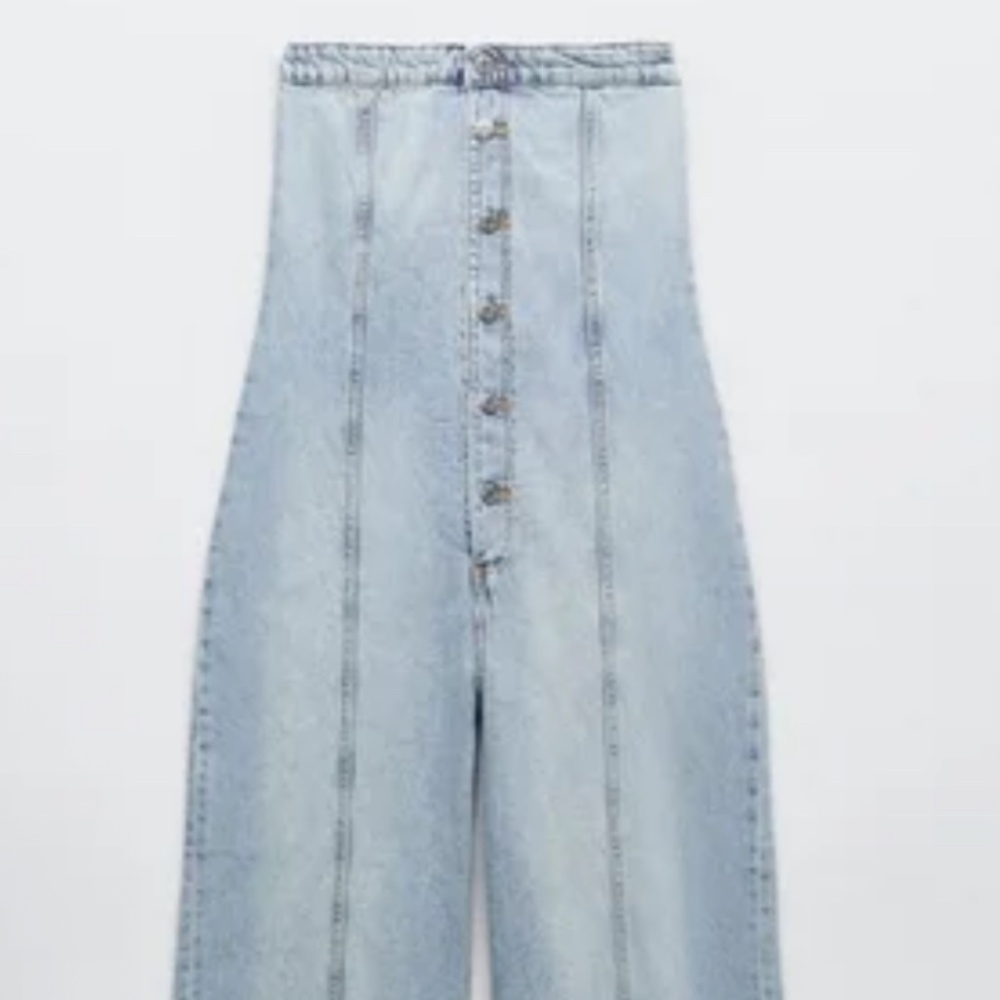 Zara strapless denim jumpsuit